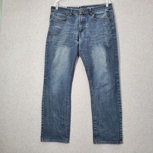 MBX Men Jeans 34x30‎ Blue Denim Slim Stretch Straight Mid Rise (35x28)